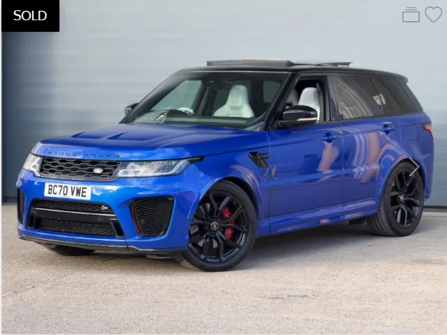 Land Rover Range Rover Sport SVR in Estoril Blue — premium car valuation